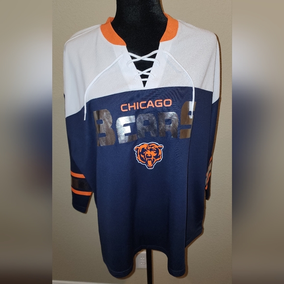 NFL Official Chicago Bears Double Team 3/4-Sleeve Lace-Up T-Shirt. Ladies XL - Picture 5 of 8